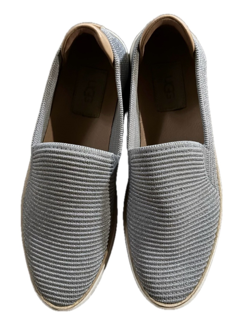 UGG Sammy Metallic Light Gray Knit Slip-On Sneakers